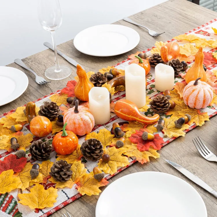 166 Pieces Fall Themed Party Decoration Including Artificial Pumpkins, Squash, Pine Cones, Acorns, Maple Leaves