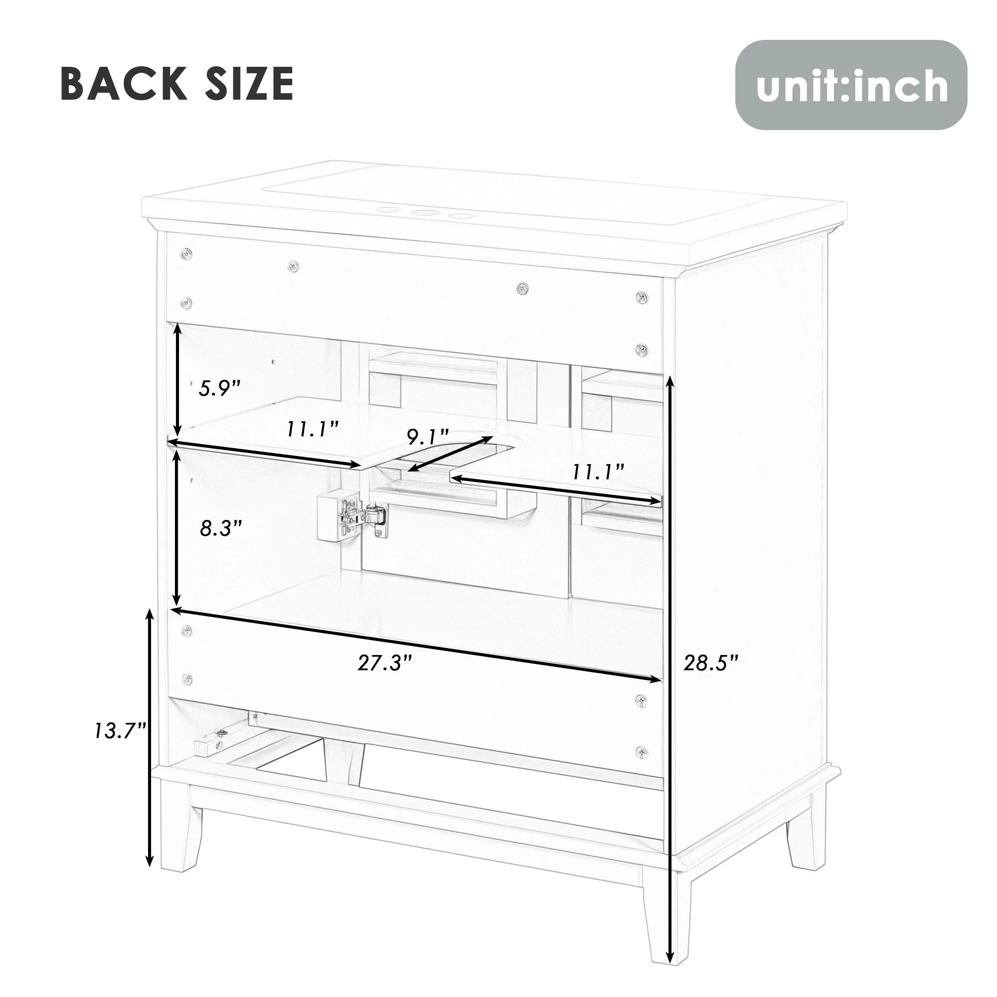 30" Bathroom Vanity Base, No Sink, Multi-Functional Cabinet, Doors & Drawer, Solid Frame & MDF, Green