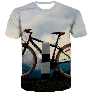 Bicycle T-shirt Men Metal T shirts Funny City Shirt Print Psychedelic T-shirts Graphic