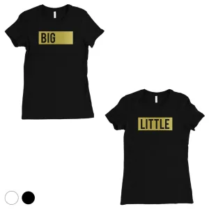 Big Little Boxed-GOLD Womens T-Shirt Happy Exciting Basic Sis Gift