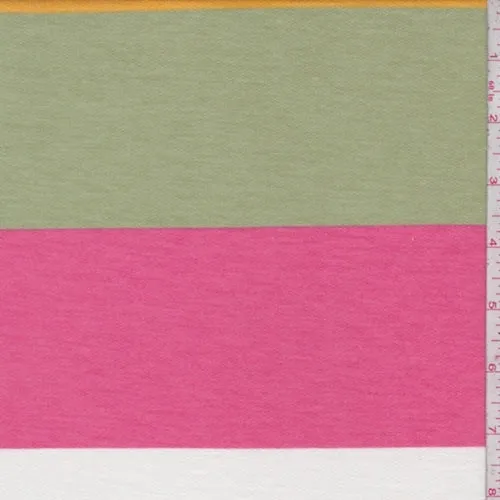 Celery/Pink/Gold Multi Stripe Baby French Terry Knit Fabric