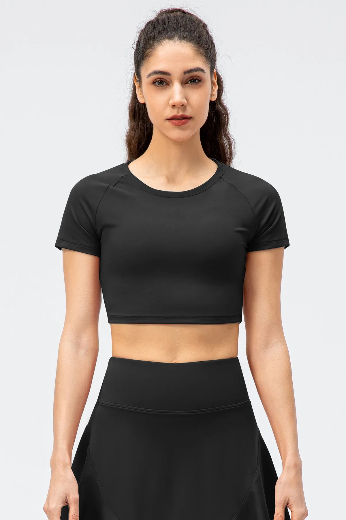 Crew Neck Cropped Short Sleeve T-Shirts