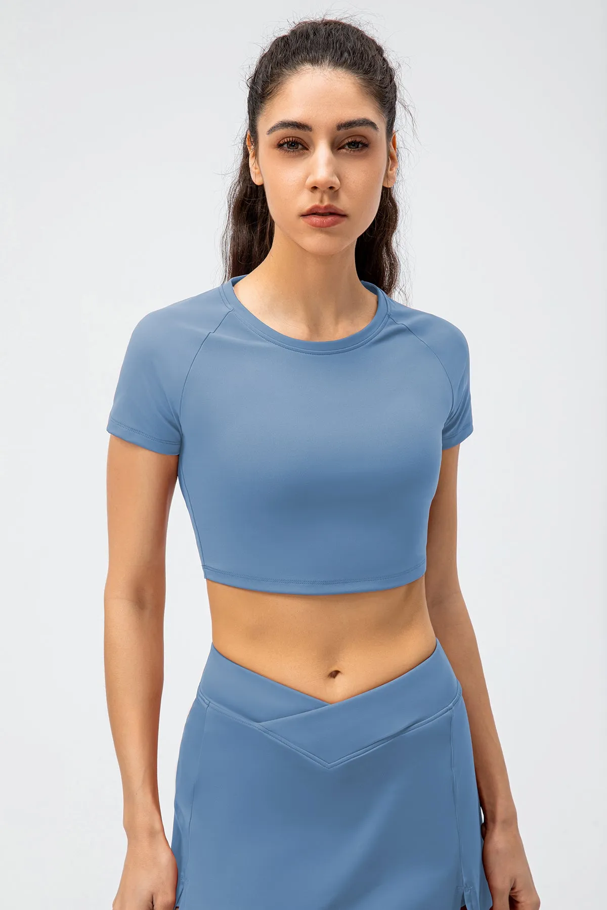 Crew Neck Cropped Short Sleeve T-Shirts