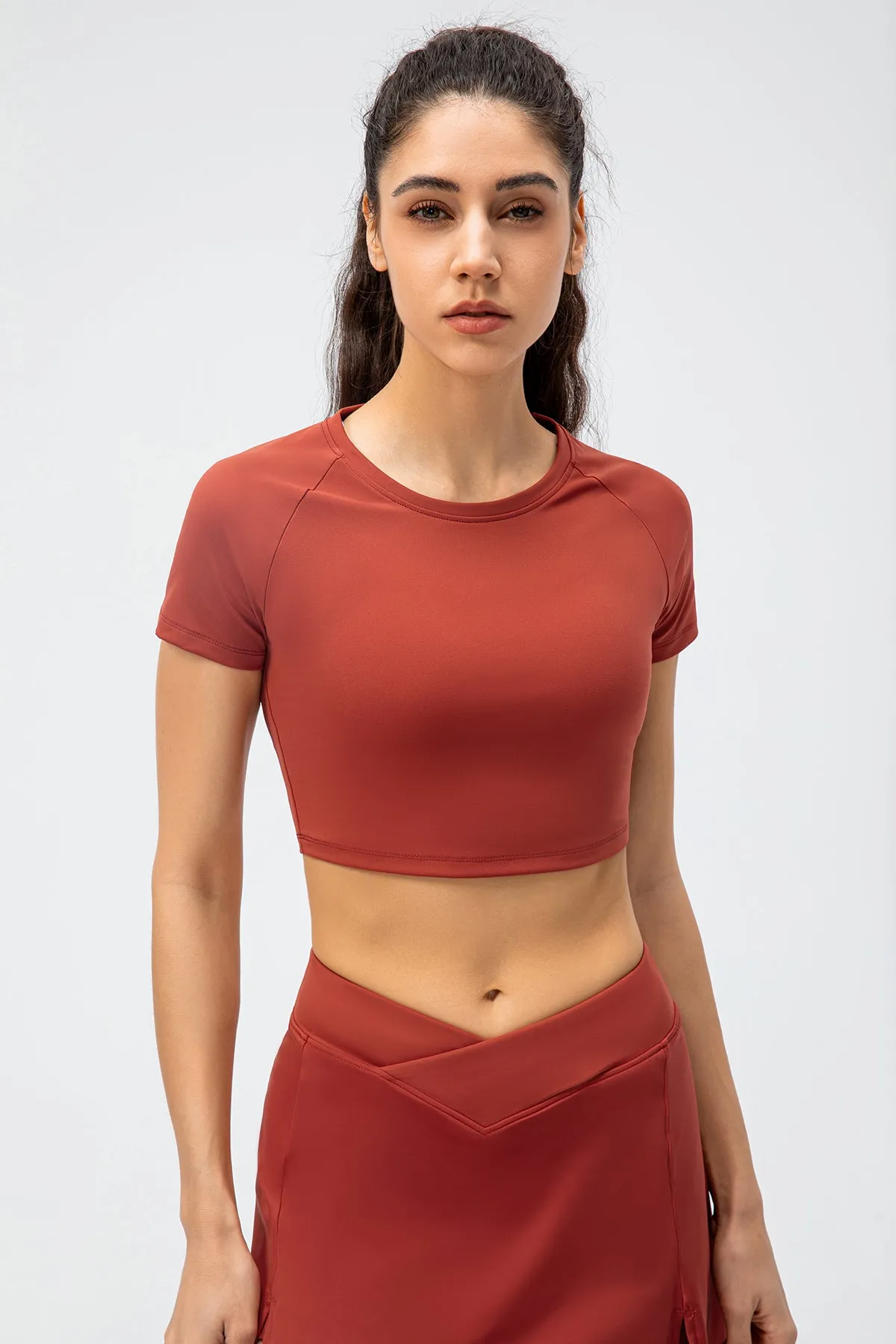 Crew Neck Cropped Short Sleeve T-Shirts