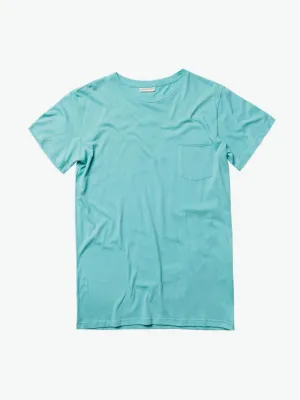 Crew Neck Modal-Blend Pocket T-shirt Turquoise