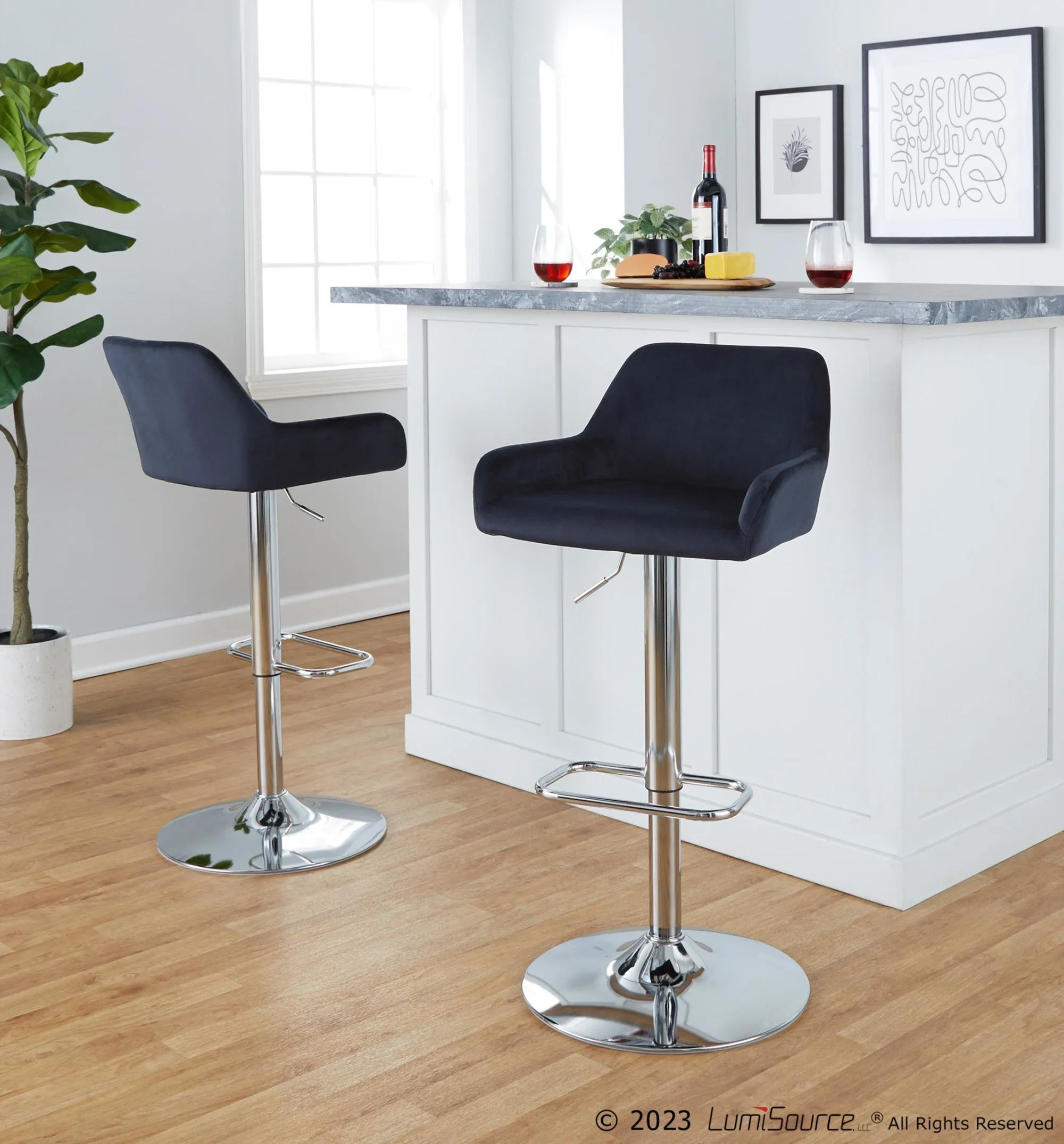 Daniella Adjustable Barstool - Set of 2 By LumiSource - BS-DNLAV-RR2 CHRBK2