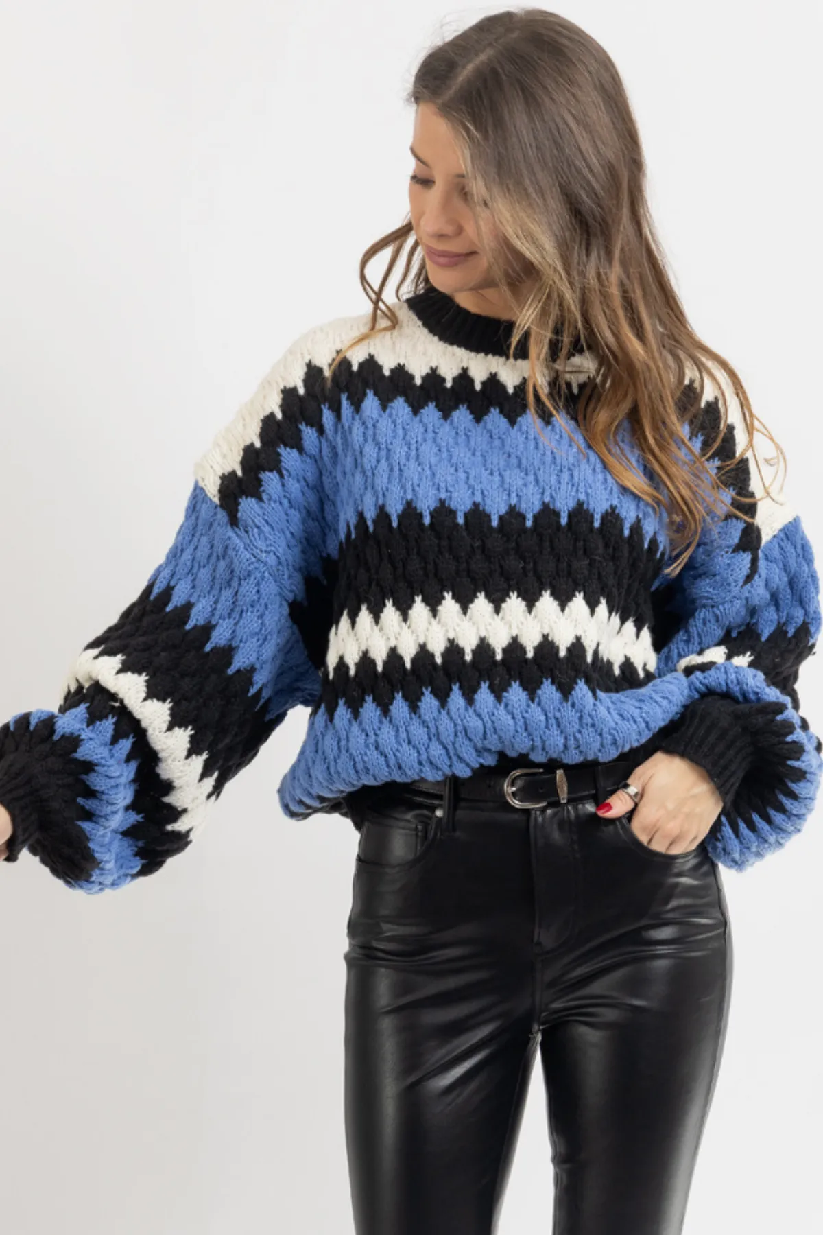 DEEP BLUE CHUNKY SWEATER