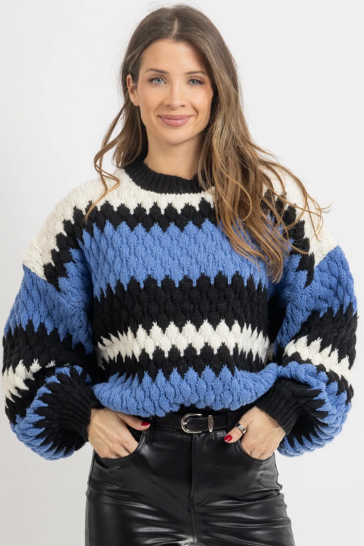 DEEP BLUE CHUNKY SWEATER