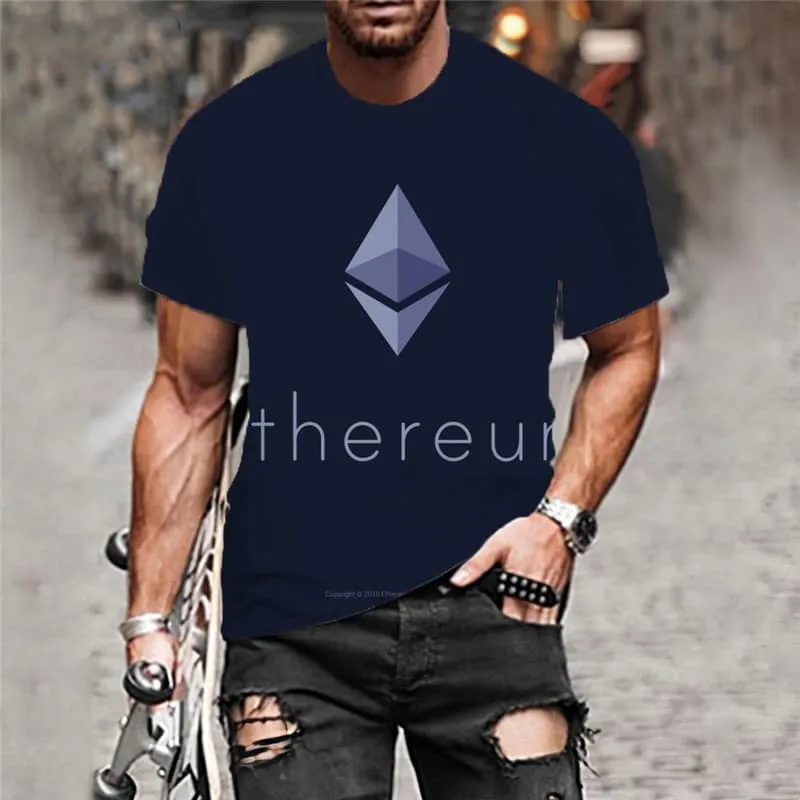 Ethereum T shirt Men Art T-shirts 3d Retro Funny T shirts Harajuku Tshirts Casual