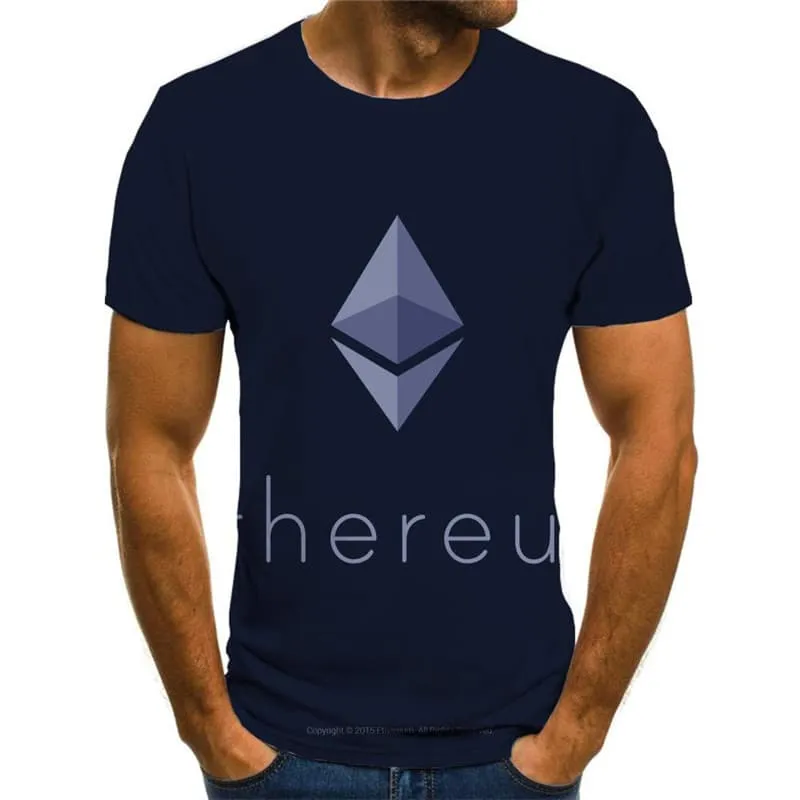 Ethereum T shirt Men Art T-shirts 3d Retro Funny T shirts Harajuku Tshirts Casual