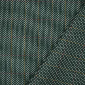 Gray-Burgundy-Multi Wool Polyester Check Dobby Woven Suiting Fabric