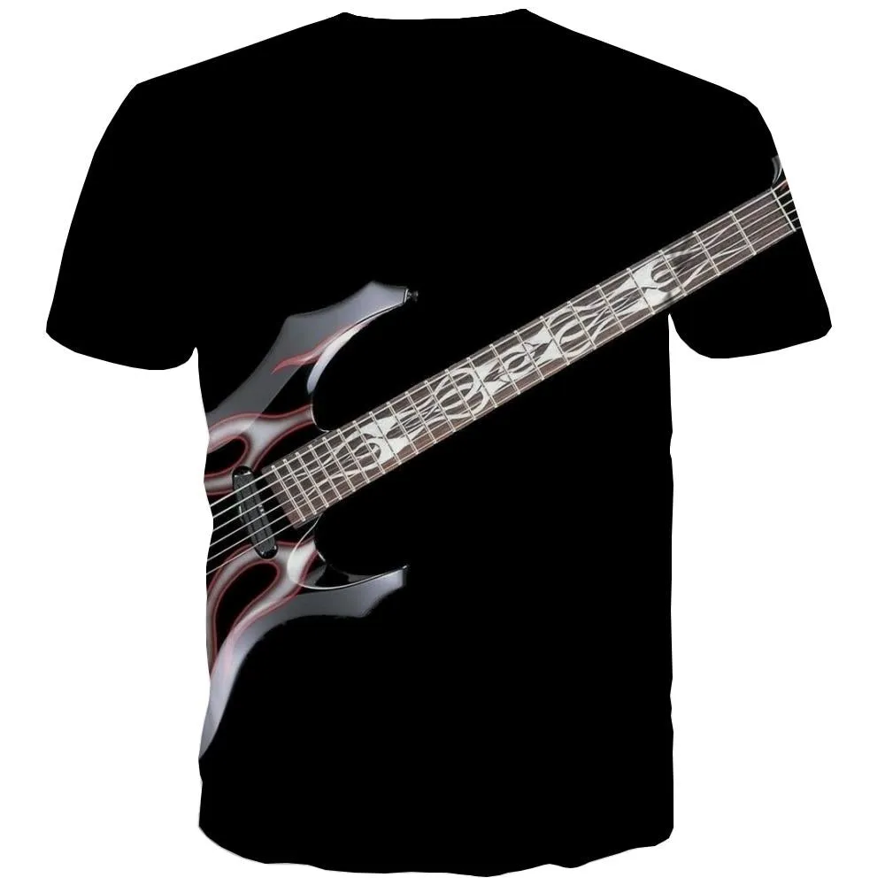 Guitar T-shirt Men Music T-shirts Graphic Wooden T-shirts 3d Metal Tshirts Novelty