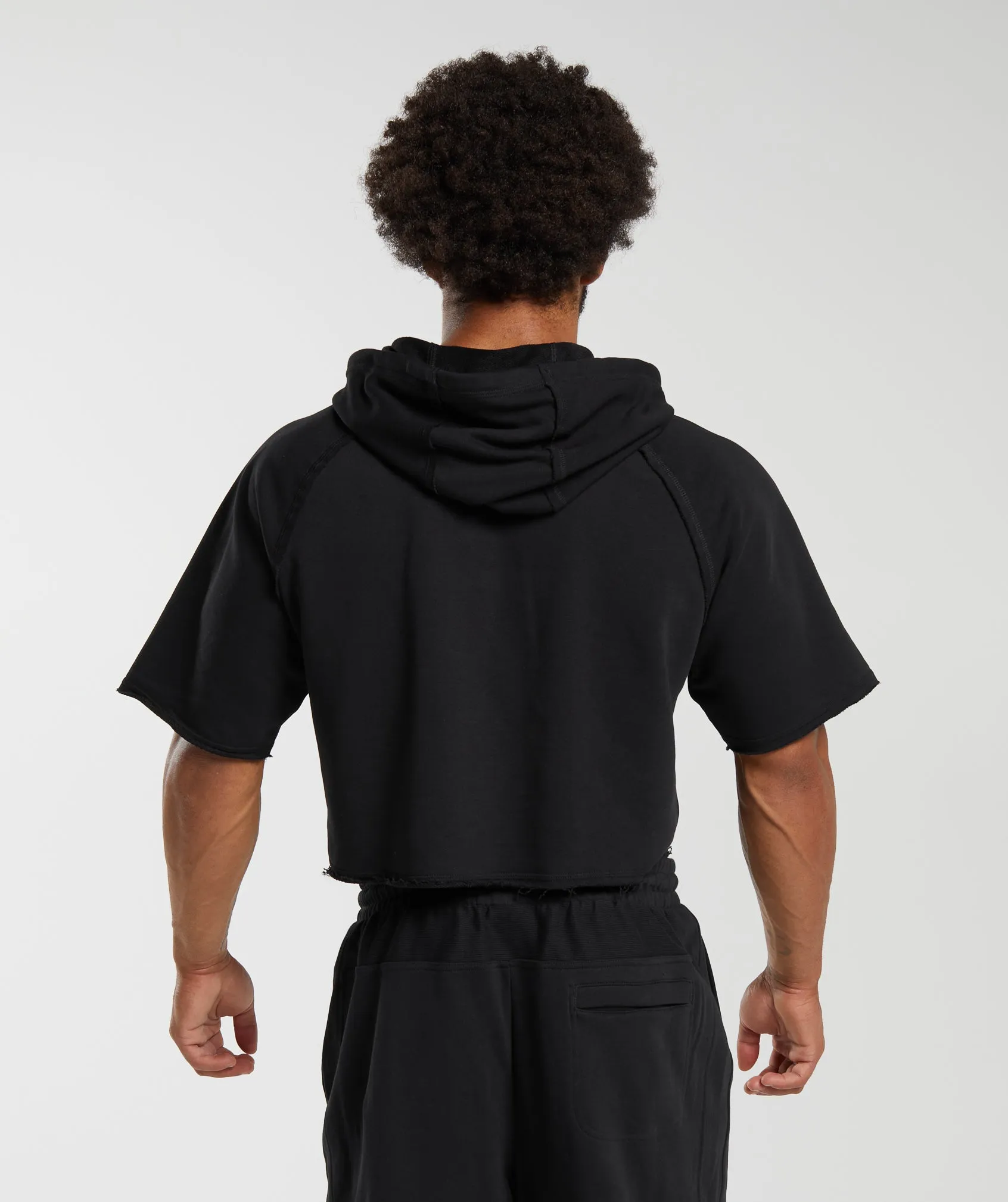 Gymshark Legacy Short Sleeve Crop Hoodie - Black