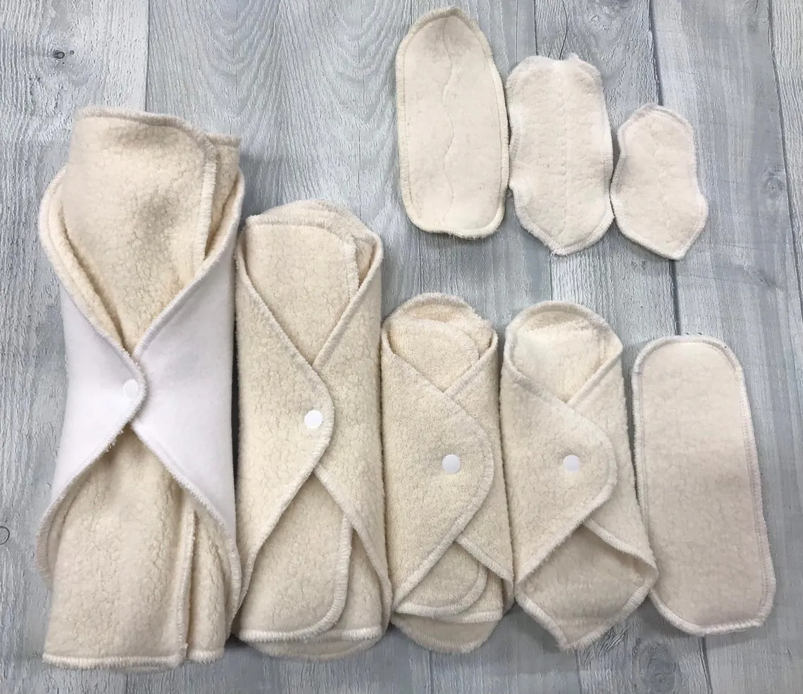 Individual LadyWear Quick-Dry cloth menstrual pads - Natural Undyed Cotton Sherpa