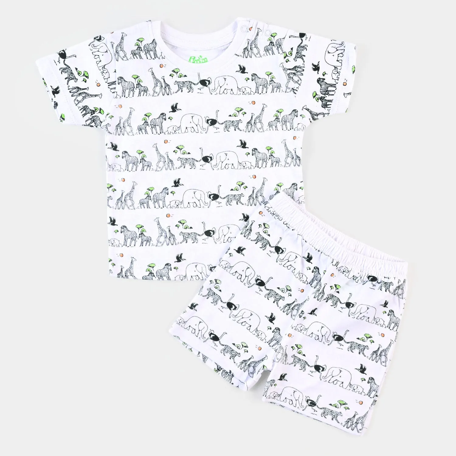 Infant Boys Set 2 Pc Animals - White