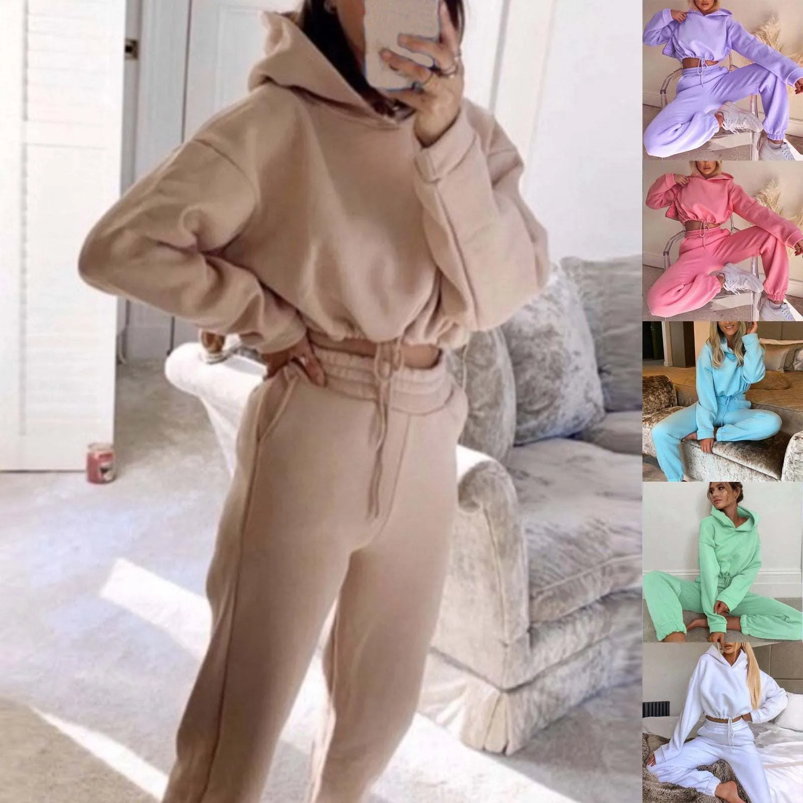 Jogging Suits For Women 2 Piece Sweatsuits Sexy Long Sleeve Hoodie Casual Fitness Sportswear