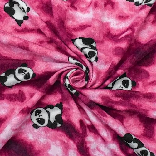 Magenta/Multi Panda Double Brushed ITY Jersey Knit  Fabric