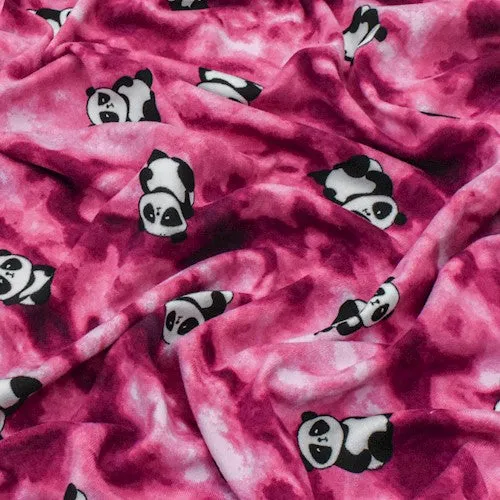 Magenta/Multi Panda Double Brushed ITY Jersey Knit  Fabric