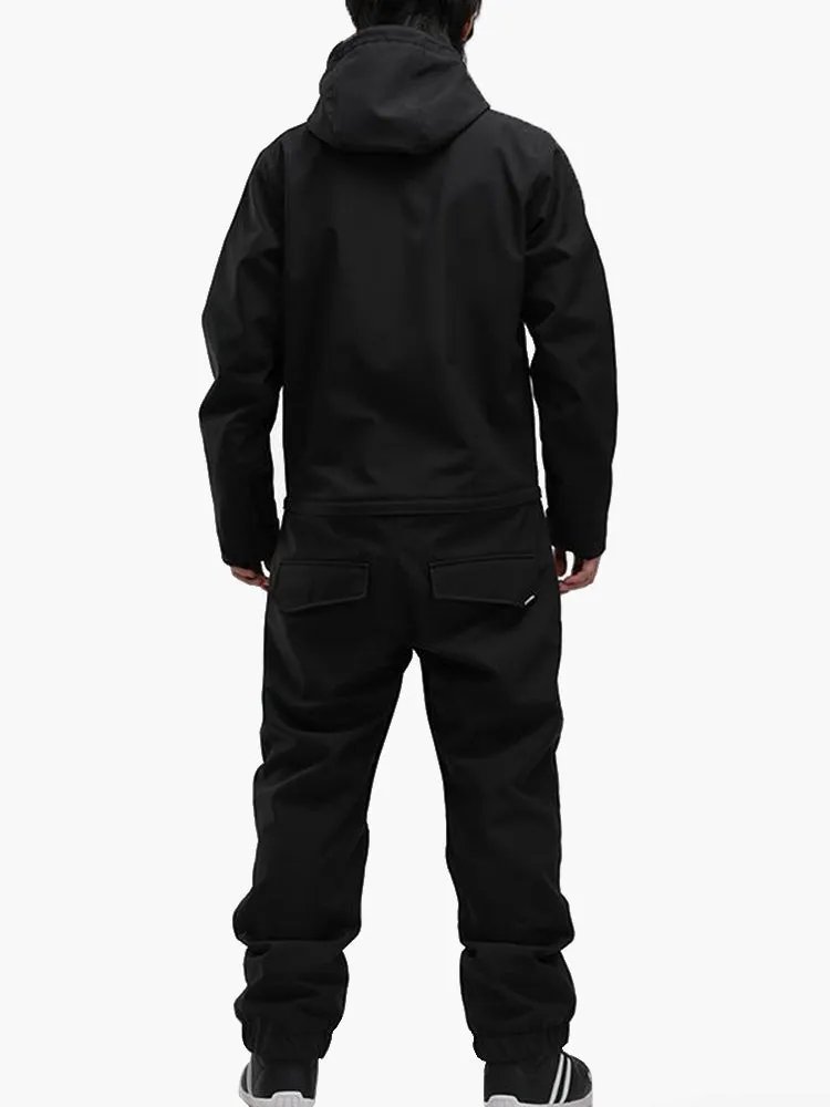 Men's  Black One Piece Snowboard Suits Winter 15k Waterproof