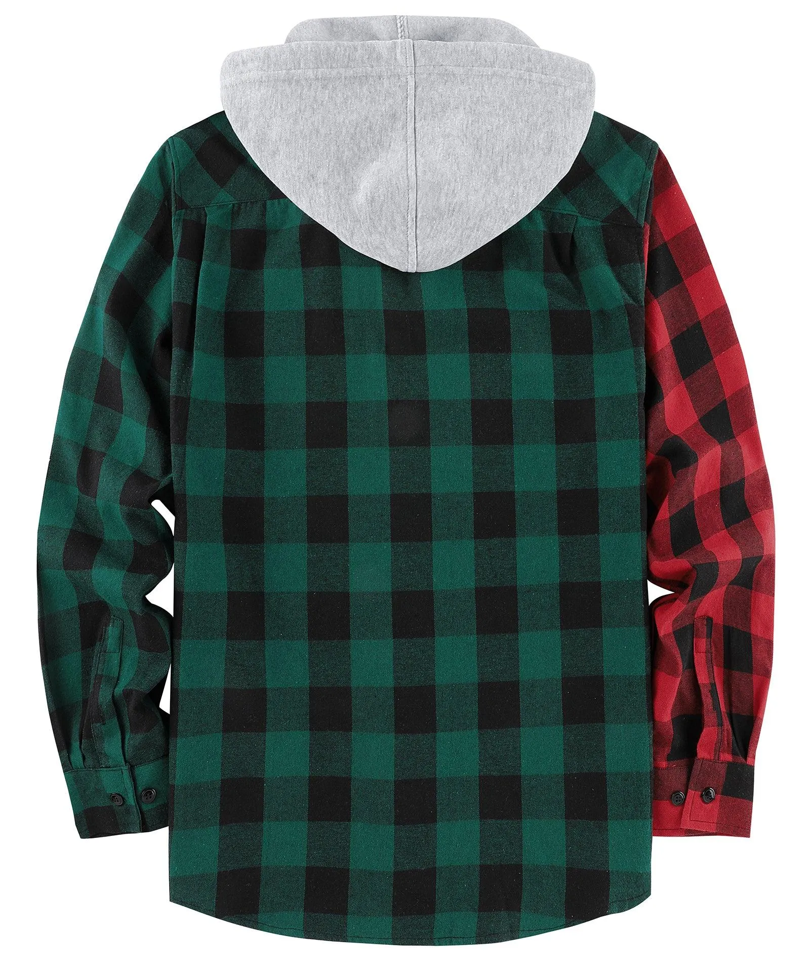 Men's Button up Flannel Plaid Hoodie-ZPK007910