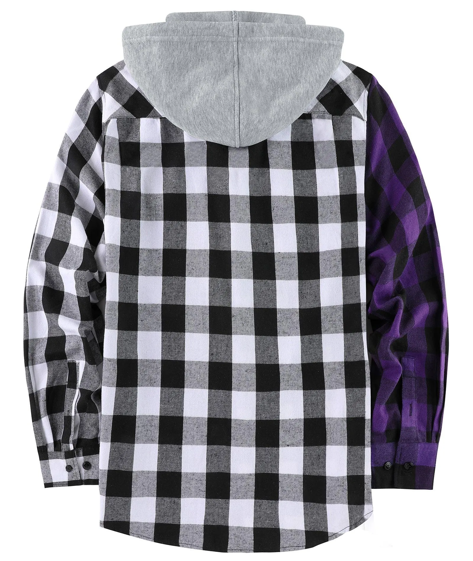 Men's Button up Flannel Plaid Hoodie-ZPK007910