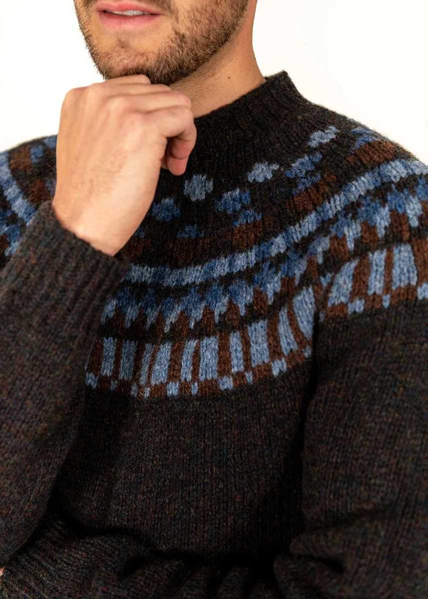 Mens Fair isle Staffa Yoke Jumper - Brown