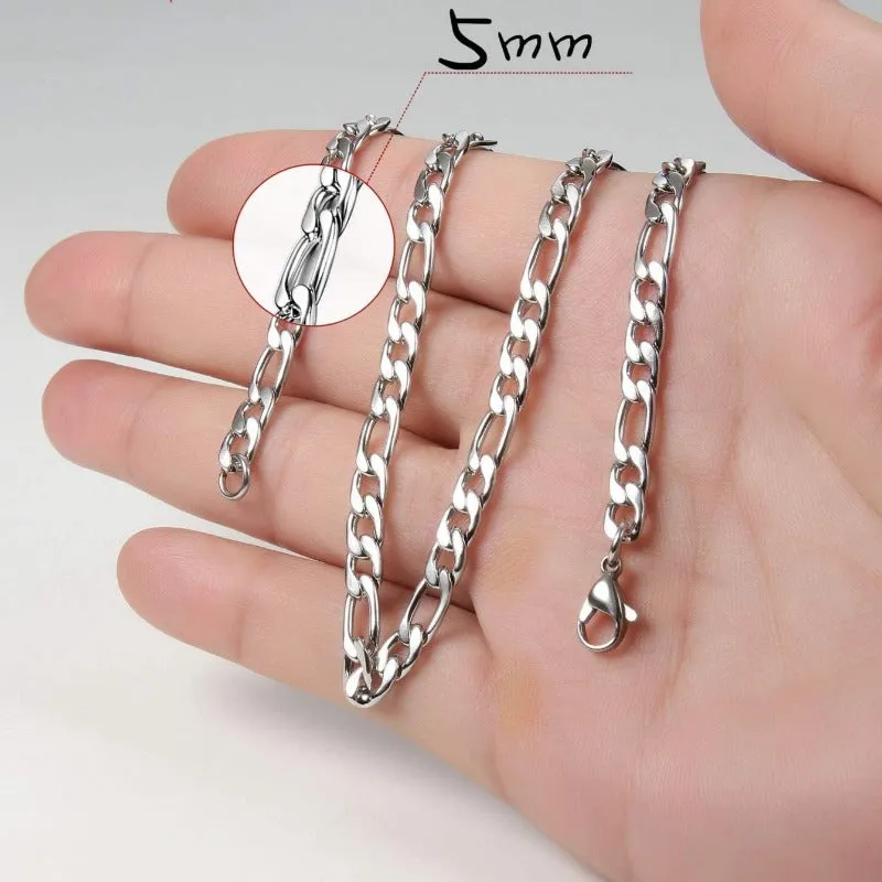 Men's Figaro Chain Stainless Steel Curb Necklace