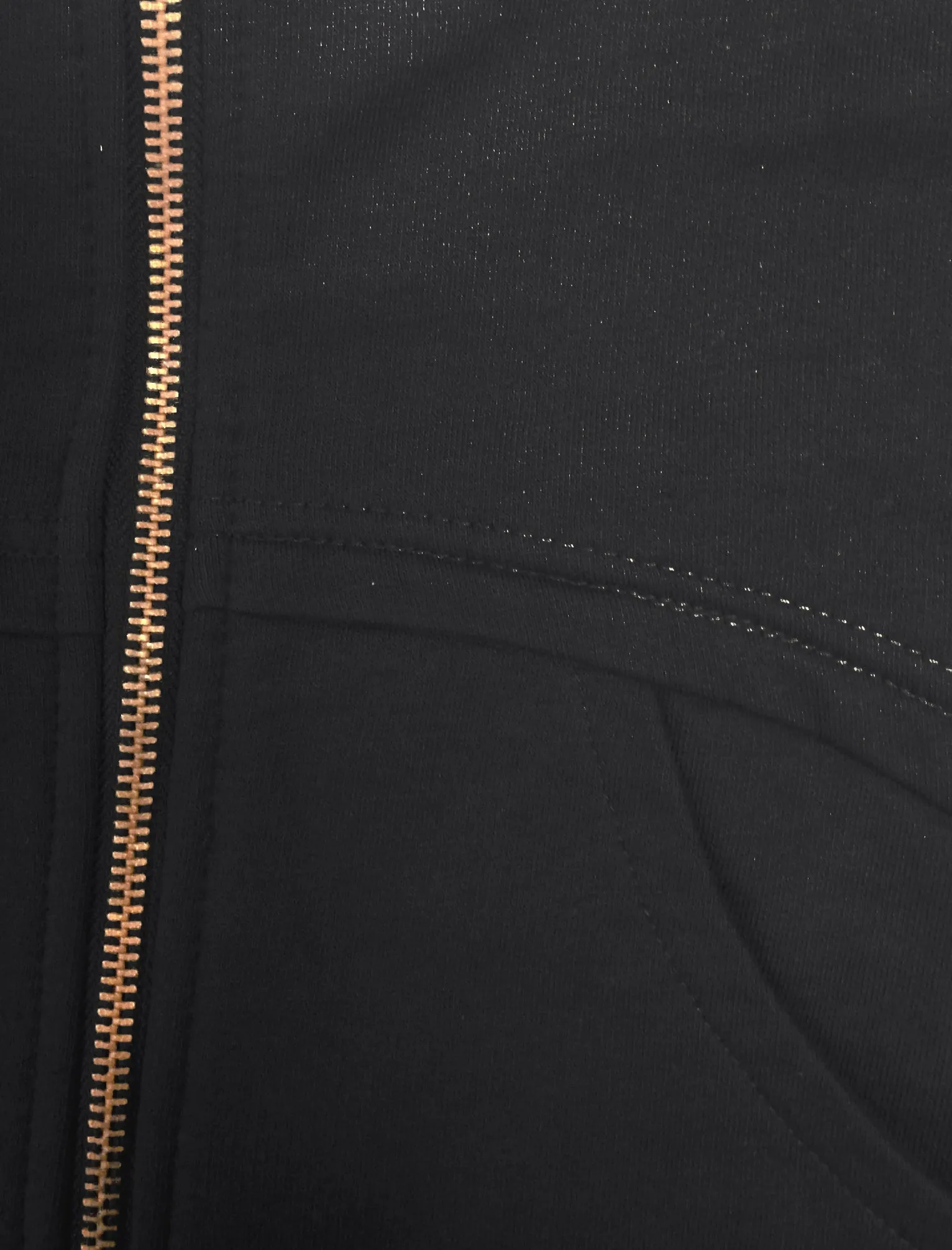 Mens Marc Curve Pocket Hoodie with Brass Zipper in Black