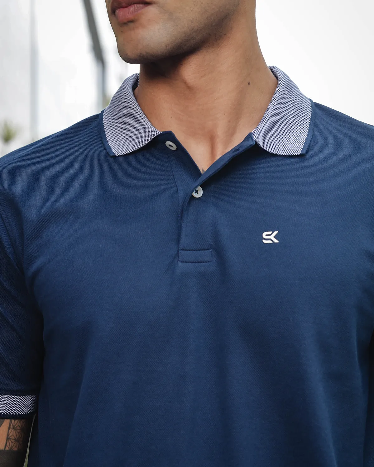 Men's Navy Pure Cotton Polo T-Shirt