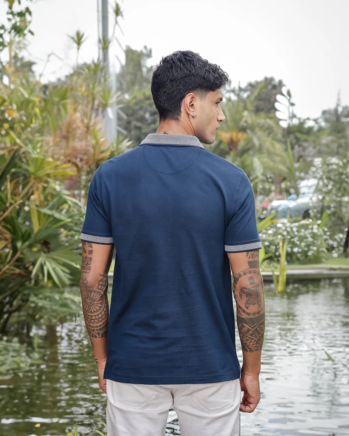 Men's Navy Pure Cotton Polo T-Shirt