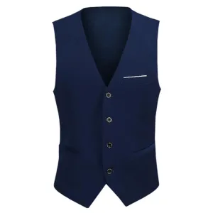 Men's Slim Fit Single Breasted Vest Blue