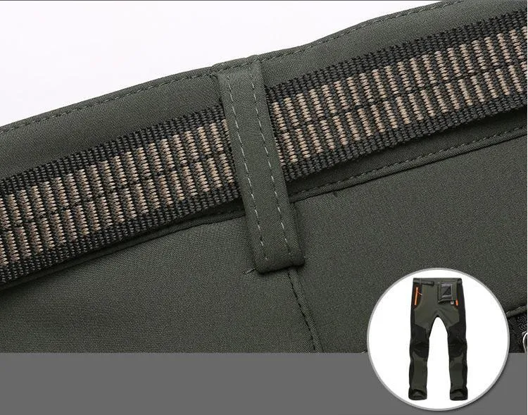 Men's Warm Winter Pants Men Fleece Lining Cargo Pants Mens Waterproof Trousers Male Stretch Casual Work Pants