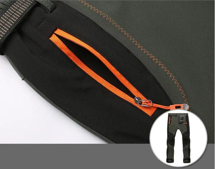 Men's Warm Winter Pants Men Fleece Lining Cargo Pants Mens Waterproof Trousers Male Stretch Casual Work Pants