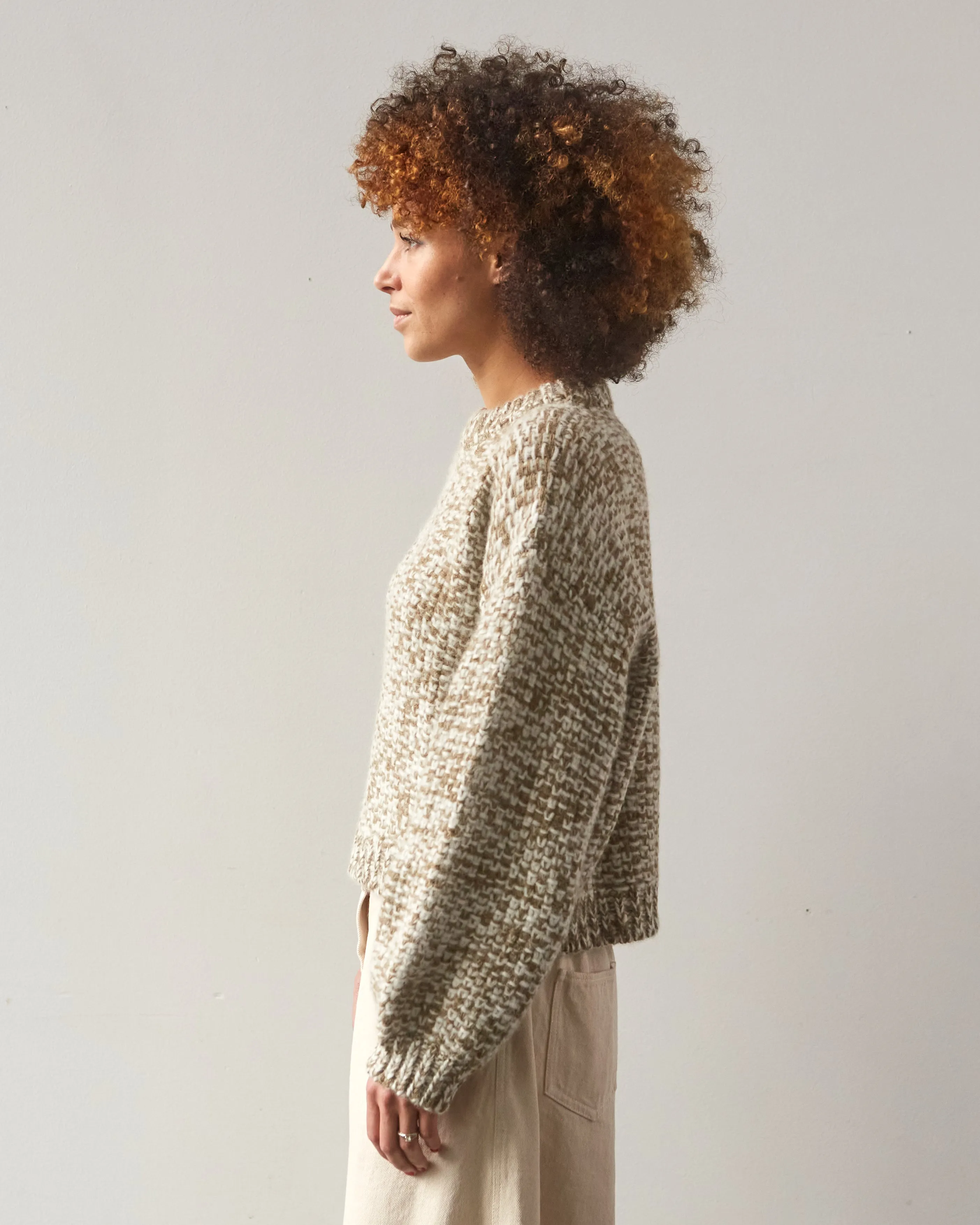 Micaela Greg Marle Sweater, Olive/Cream