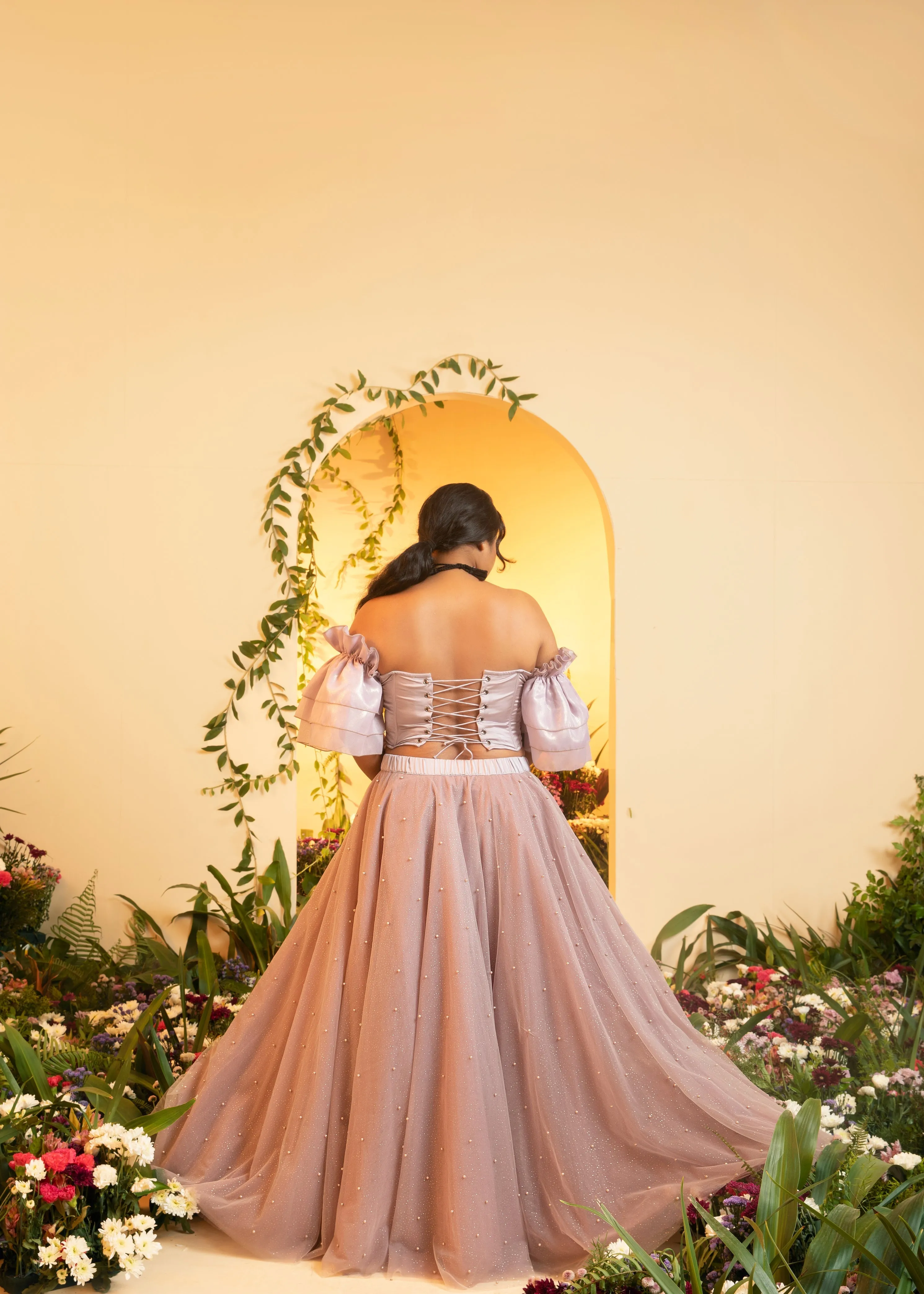 Nysa Mauve Pearl Tulle Lehenga