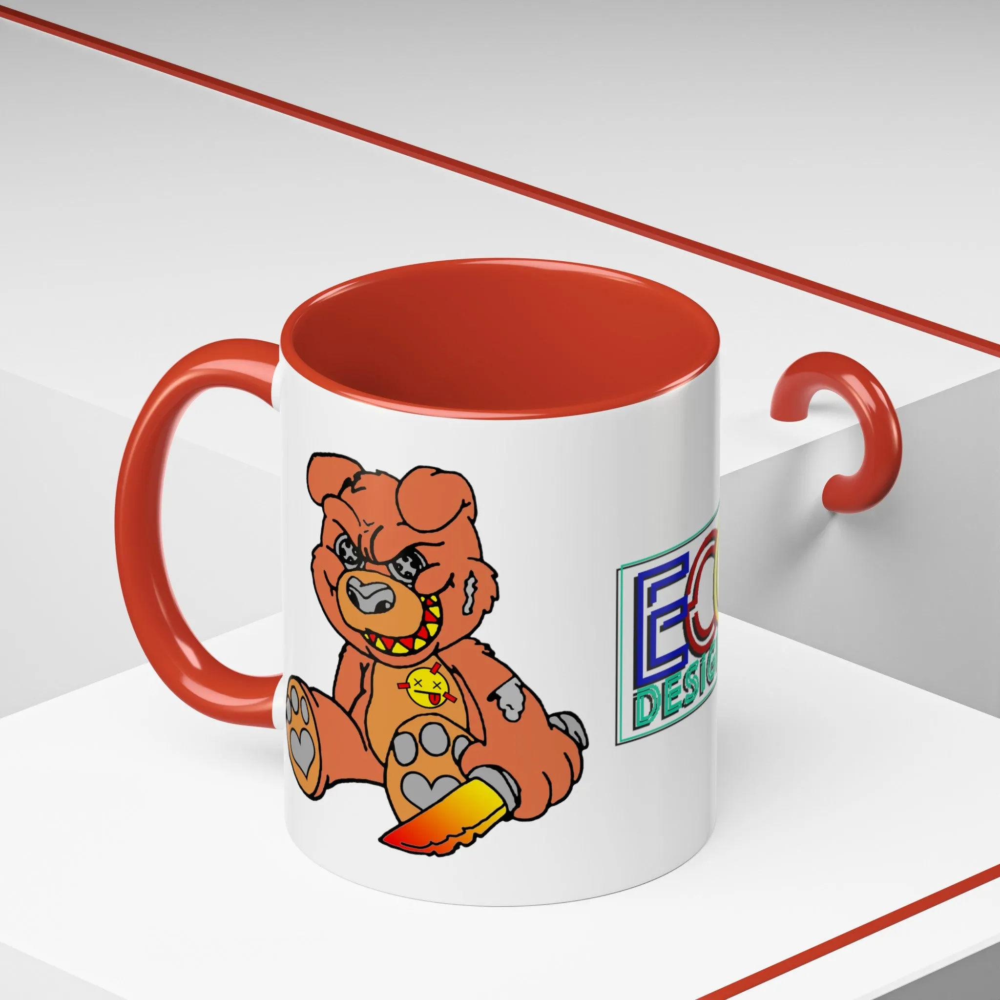 Orange Demon Bear Accent Coffee Mug, 11oz