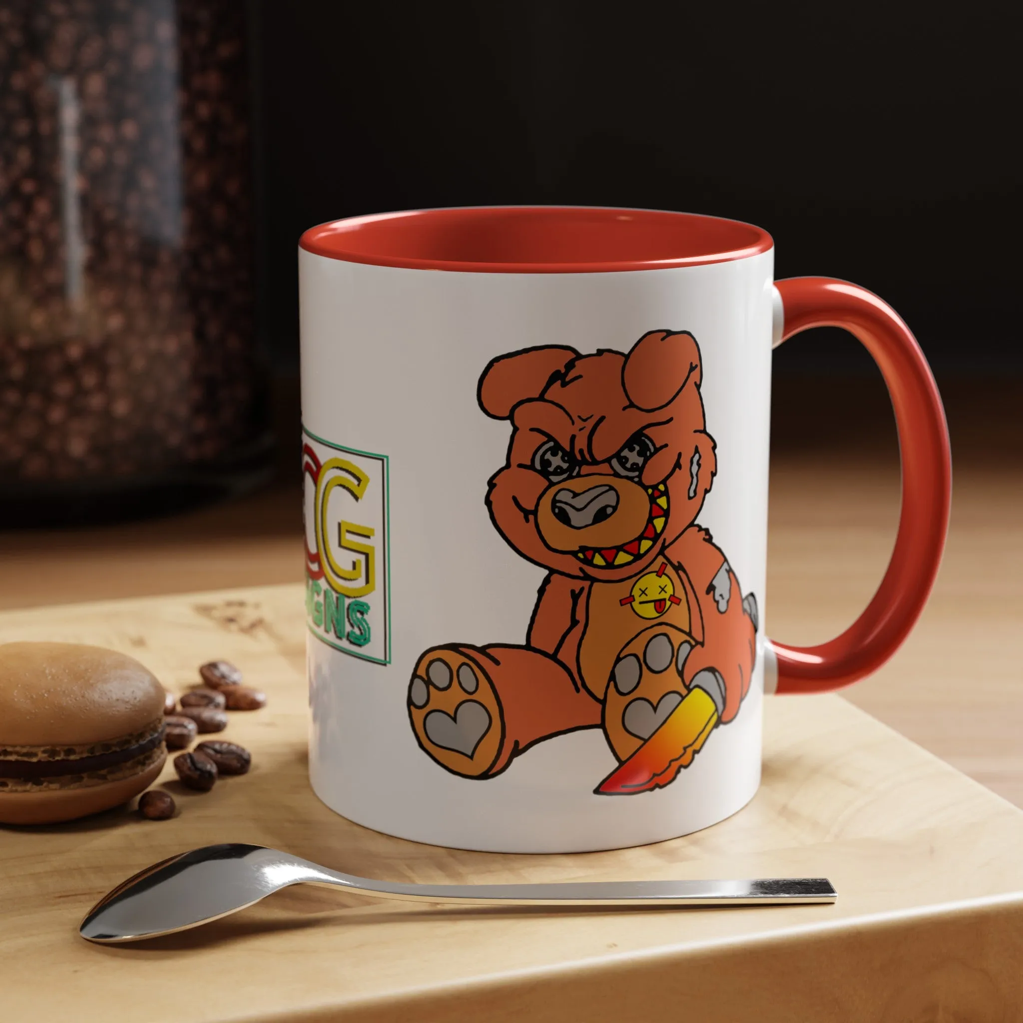 Orange Demon Bear Accent Coffee Mug, 11oz