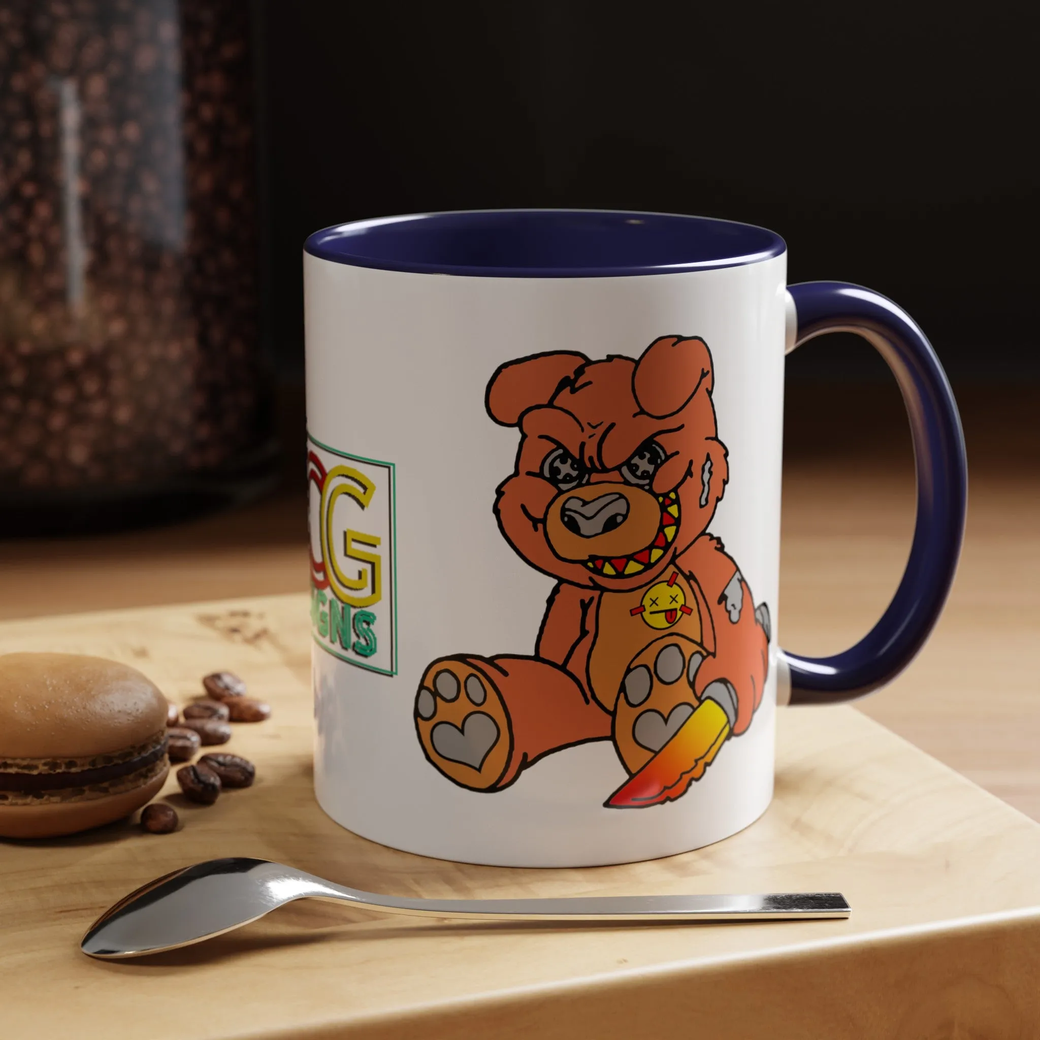 Orange Demon Bear Accent Coffee Mug, 11oz