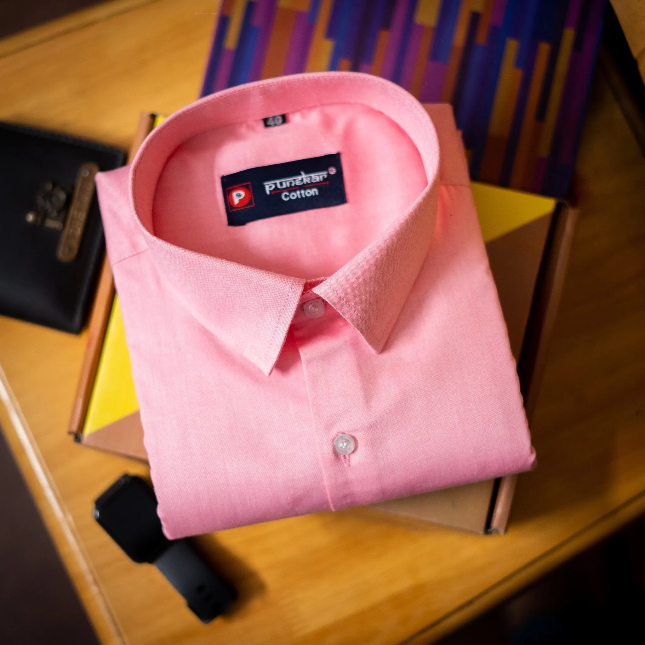 Pink Color Satin Cotton Shirt For Men