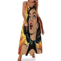 Pop art Spaghetti Strap Ankle-Length Dress Long dress