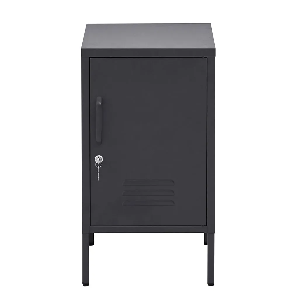 Quesnel Bedside Table Metal Cabinet - Black