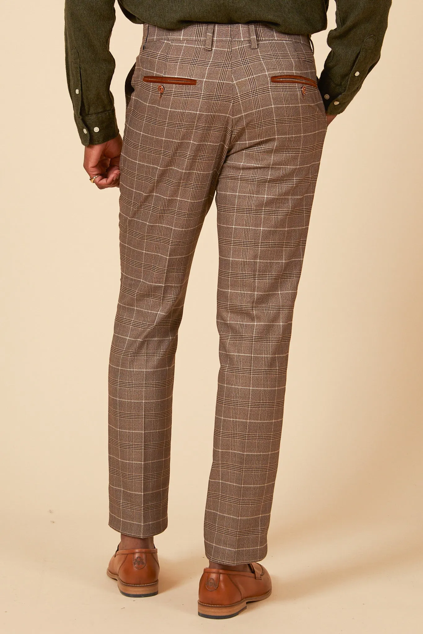 RAY - Tan Check Three Piece Suit