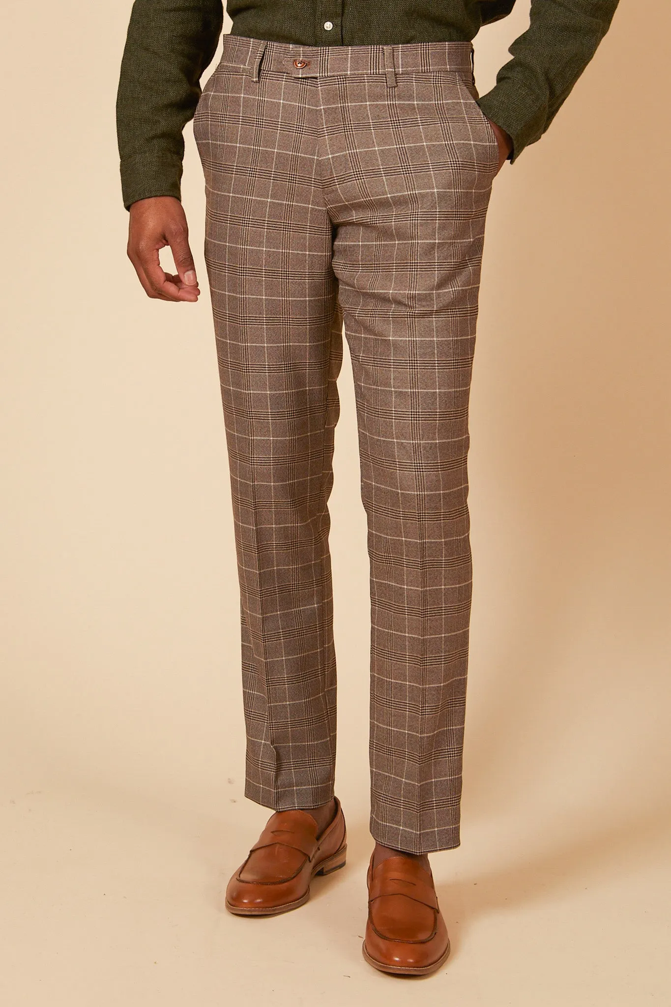 RAY - Tan Check Three Piece Suit