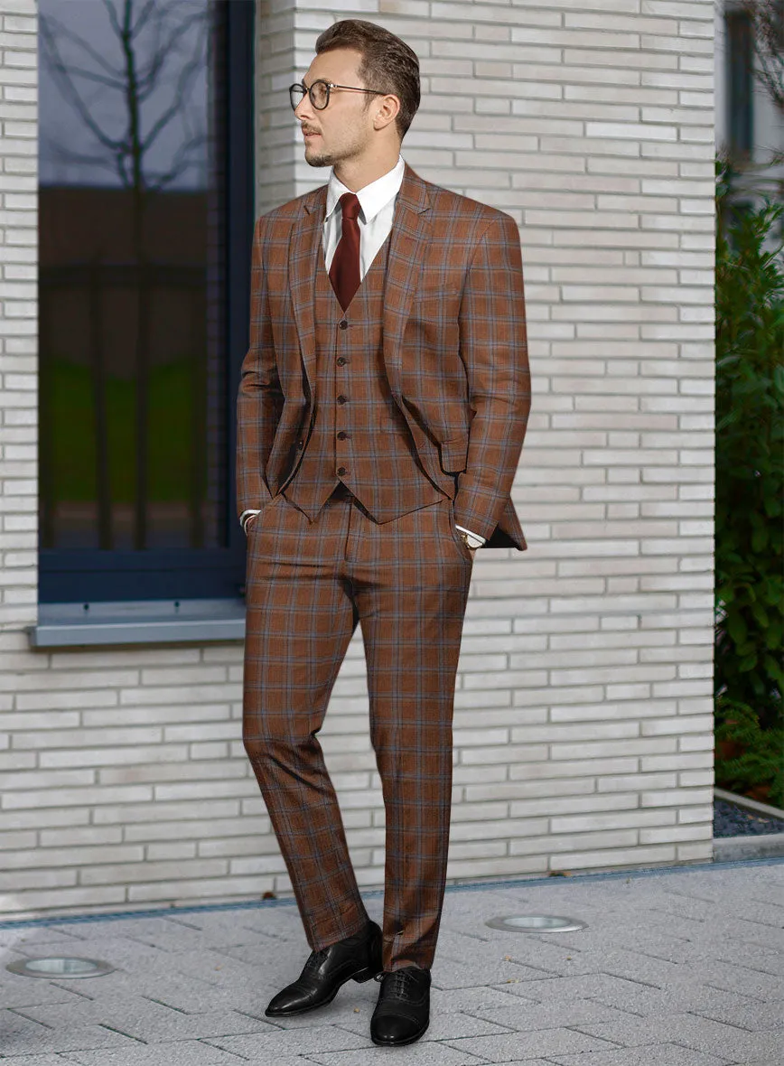 Reda Cumin Brown Checks Wool Suit