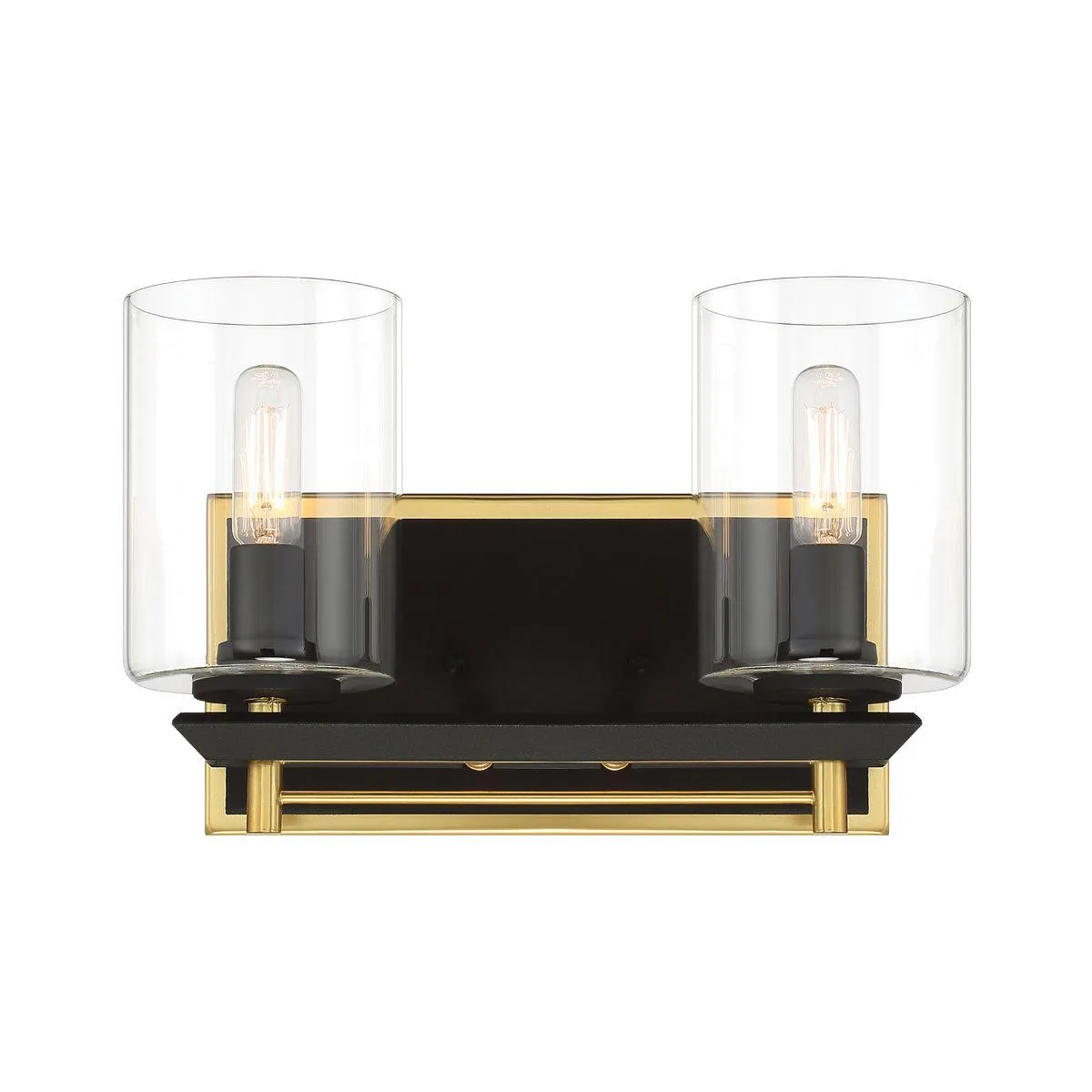 Sable point 12 in. 2 lights Vanity Light Black & Brass Finish