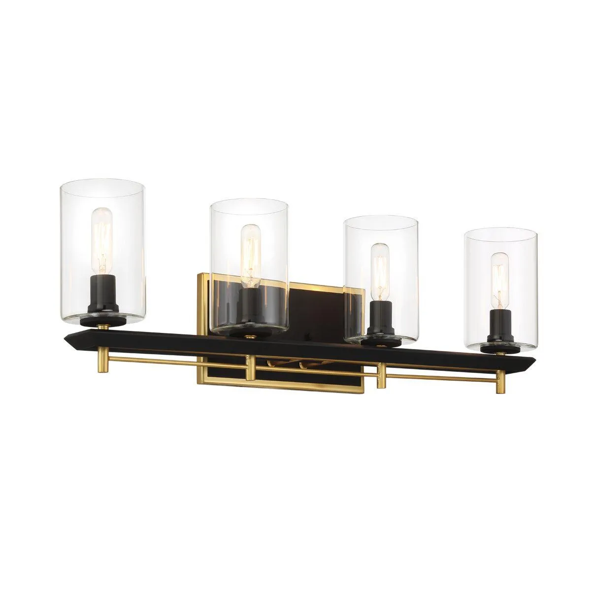 Sable point 28 in. 4 lights Vanity Light Black & Brass Finish