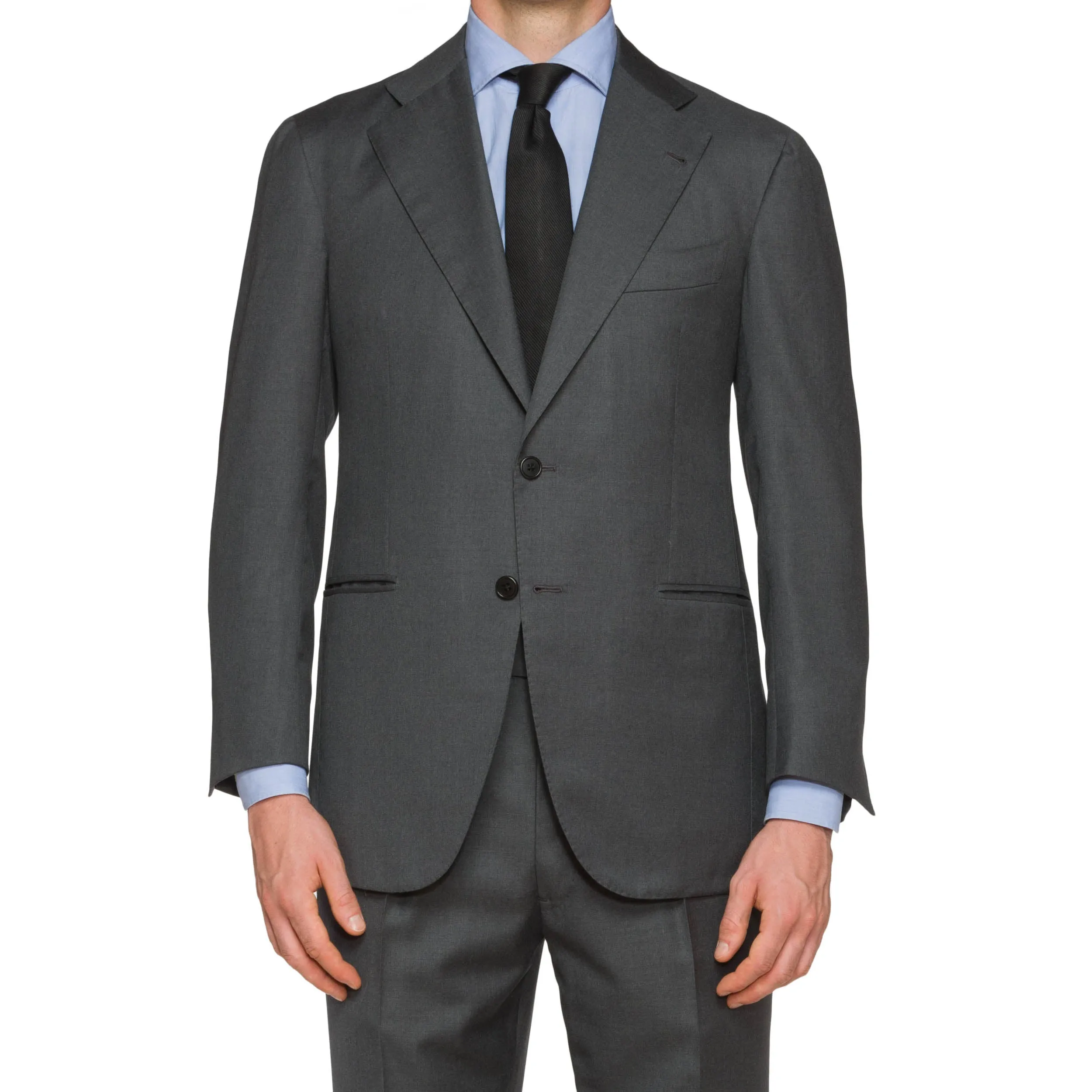 Sartoria CHIAIA Bespoke Handmade Gray Wool Suit EU 58 NEW US 48 Slim Fit