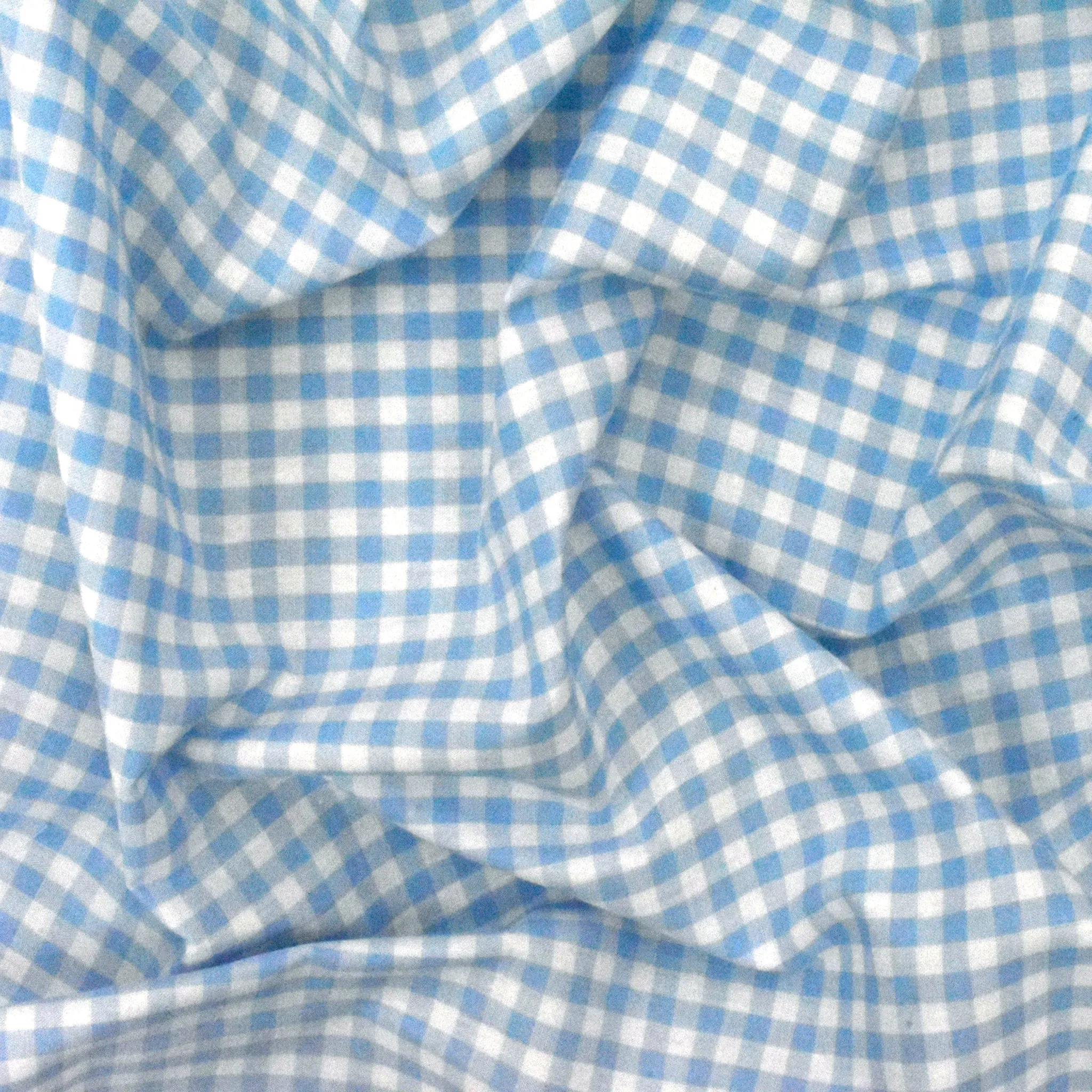 Sky Blue-White Cotton Gingham Batiste Woven Fabric