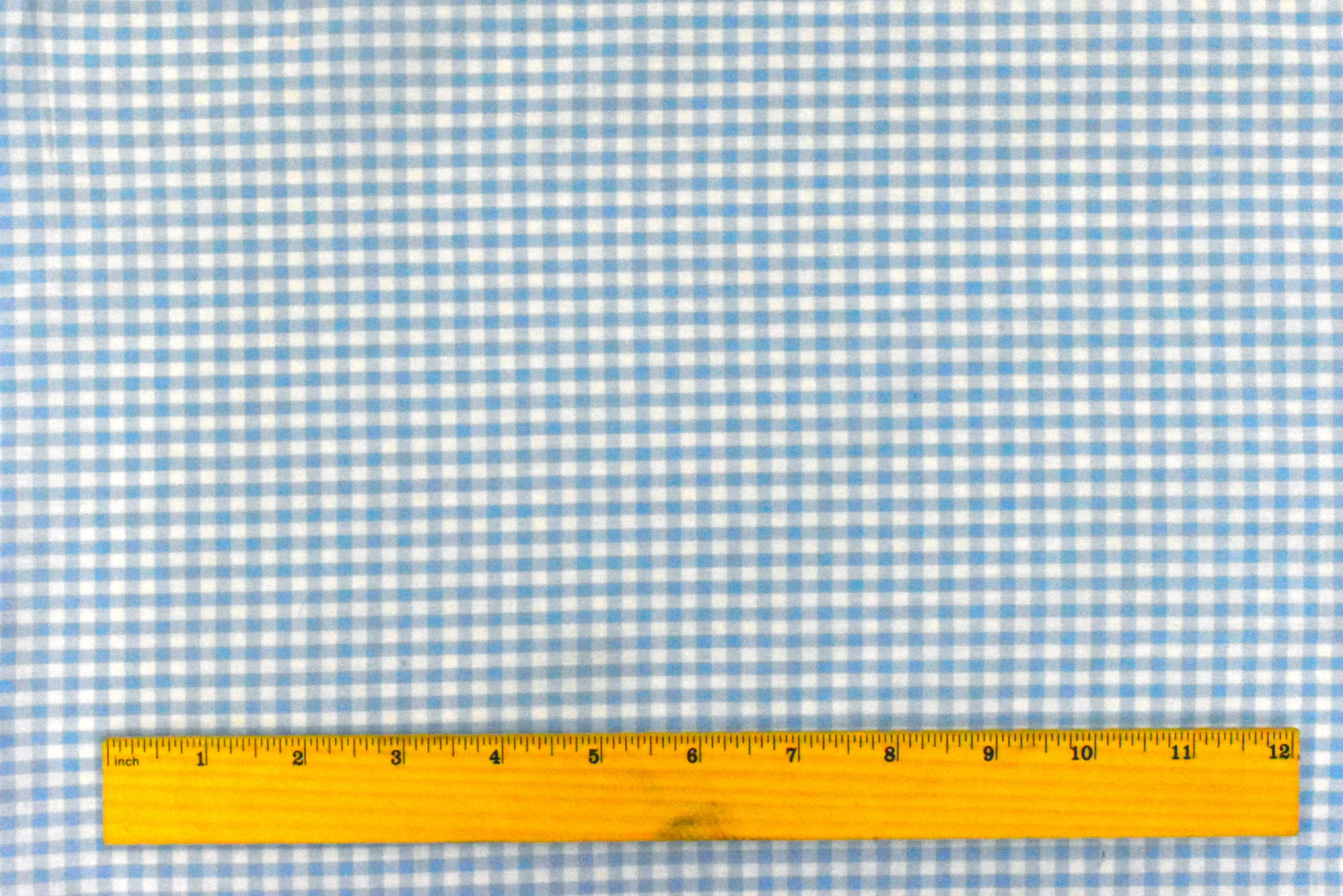 Sky Blue-White Cotton Gingham Batiste Woven Fabric