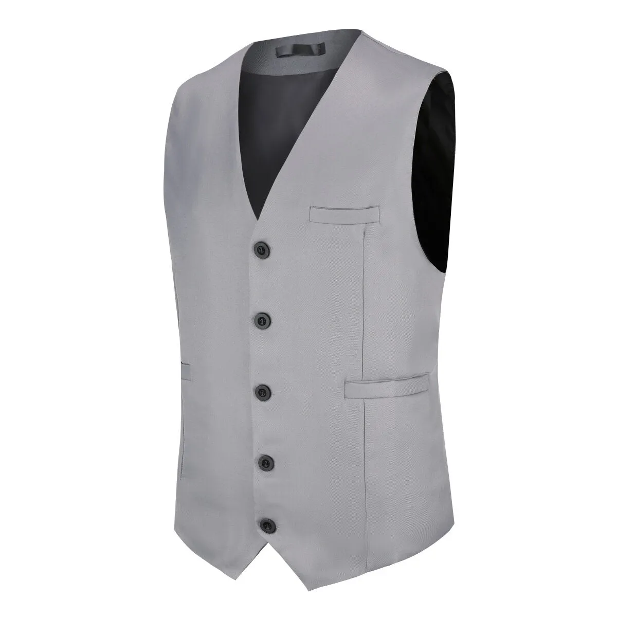 Slim Fit Solid Color Fashion Vest Grey